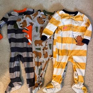 Carter’s size 12mos Cozy Kids One Piece Pajamas - Striped and Bear Designs
